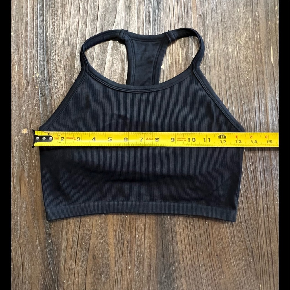 Black Ribbed Sports Bra - Picture 3 of 3
